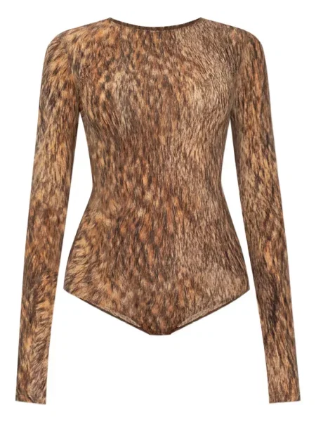 Body Mm6 Maison Margiela cu imagine cu imprimeu animal print maro