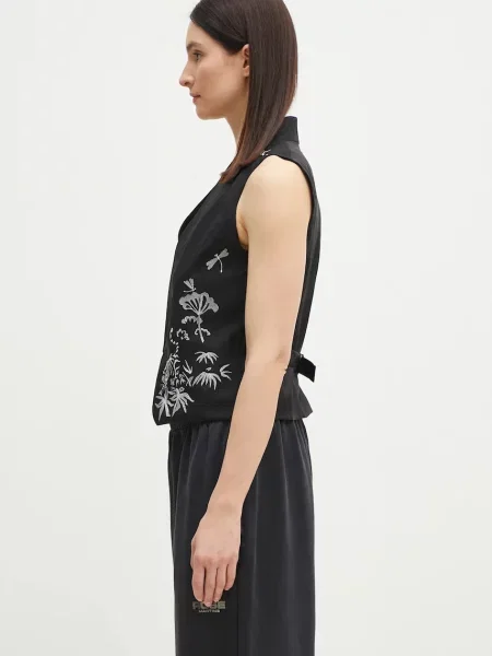 Вовняний жилет Kenzo однобортний чорний