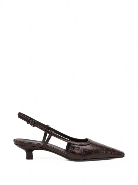 Pantofi cu toc Notabene din piele slingback maro