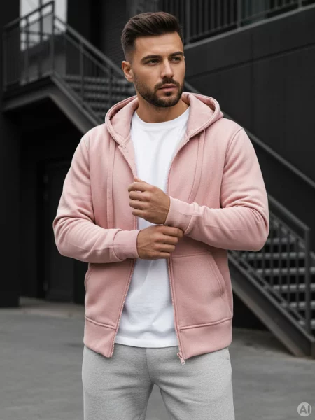 Bluza z kapturem Dstreet różowa