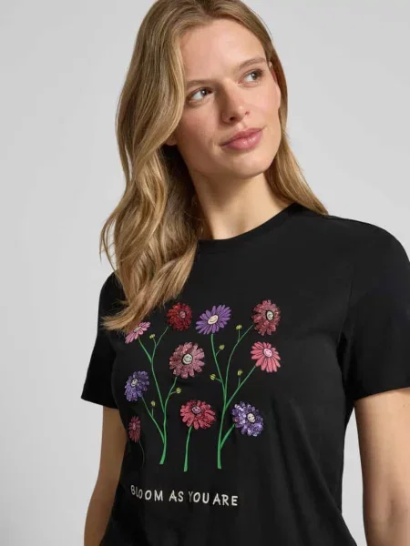 T-shirt o kroju slim fit z czystej bawełny model KITA' Only czarna