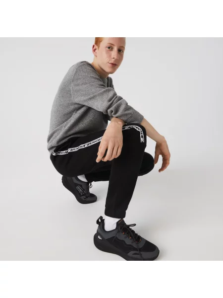 Lacoste Spodnie Dresowe Z Nadrukiem W Paski czarne