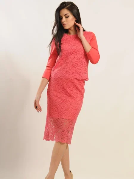 Спідниця міді RiMari віскоза/поліестер рожевий