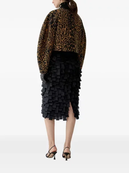Geacă Carolina Herrera cu model leopard din jacard maro