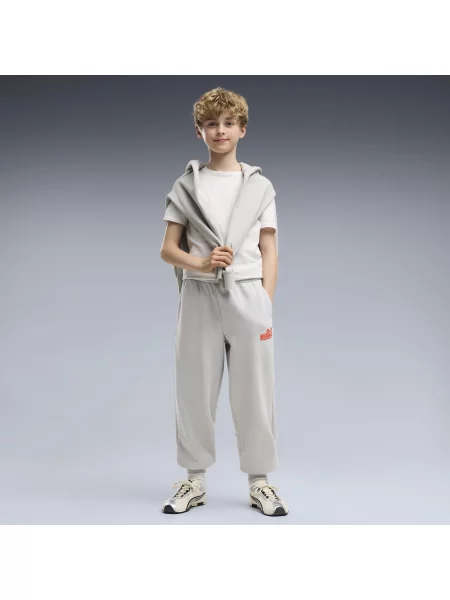 Młodzieżowe spodnie dresowe o luźnym kroju Essentials Logo Lab PUMA szare