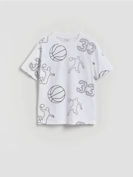 Reserved Tricou din cu imprimeu alb