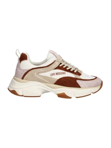 Sneakersy Love Moschino na platformie beżowe