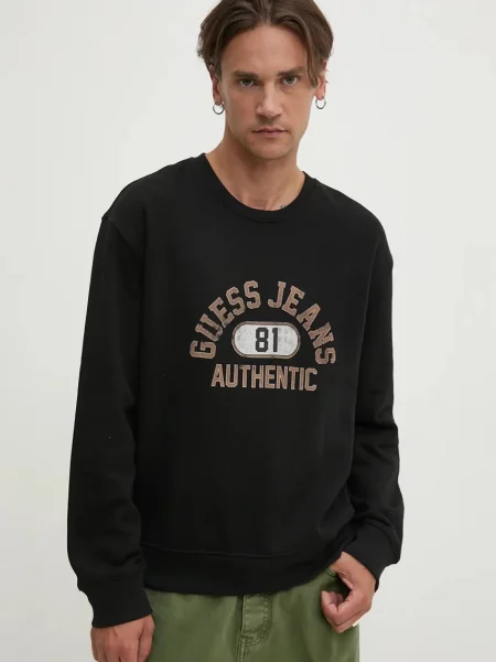 Суитчър Guess Jeans с принт черно