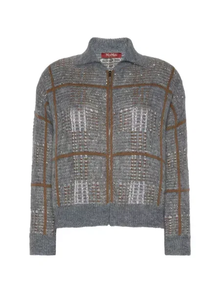 Vlněný kardigan Max Mara šedý