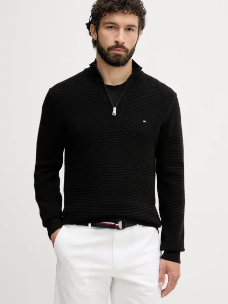 Pulover Tommy Hilfiger cu guler înalt negru