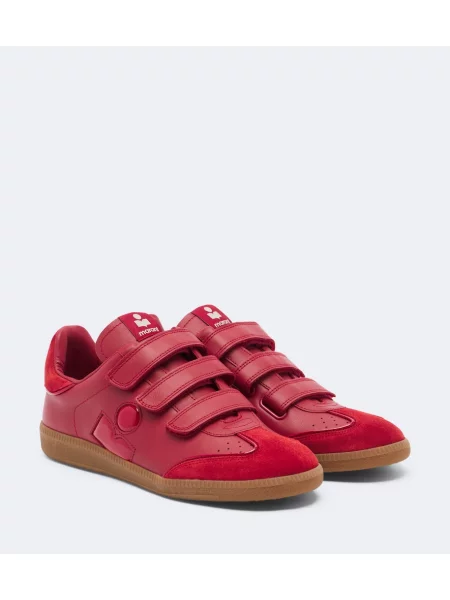 Sneakerși Isabel Marant din piele de căprioară roșu