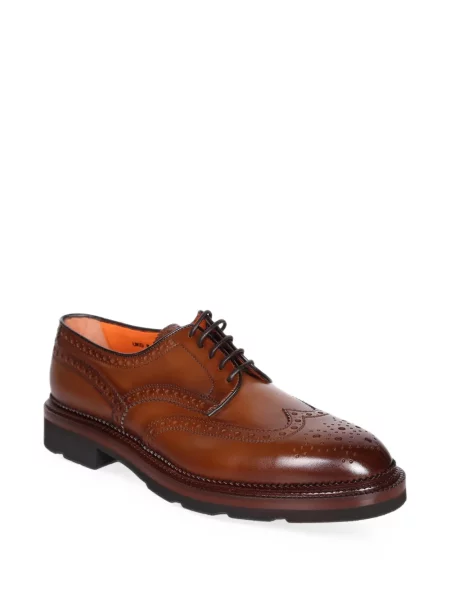 Pantofi derby Santoni din piele maro