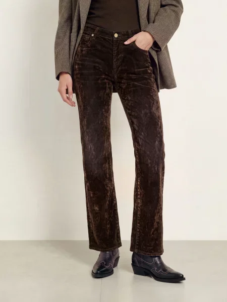 7 For All Mankind Coated Džíny Low Straight flock brown hnědé
