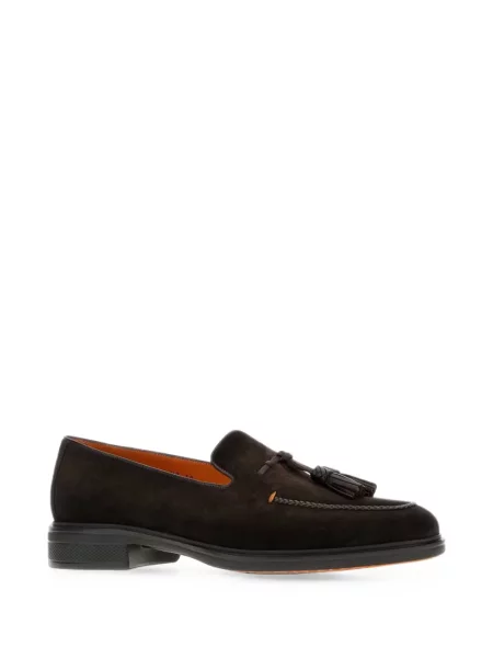 Pantofi loafer Santoni din piele de căprioară maro