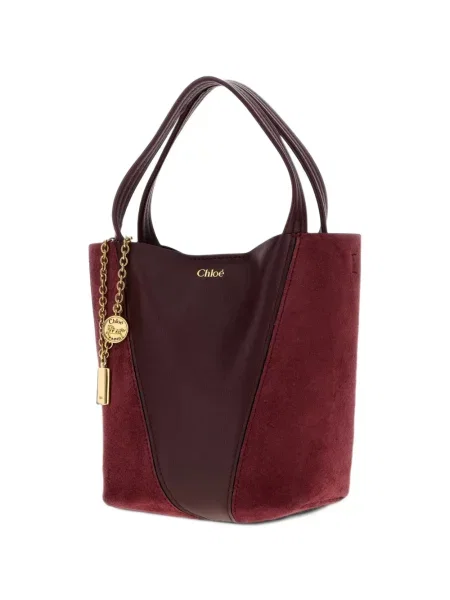 Geantă shopper Chloé din piele de căprioară roșu