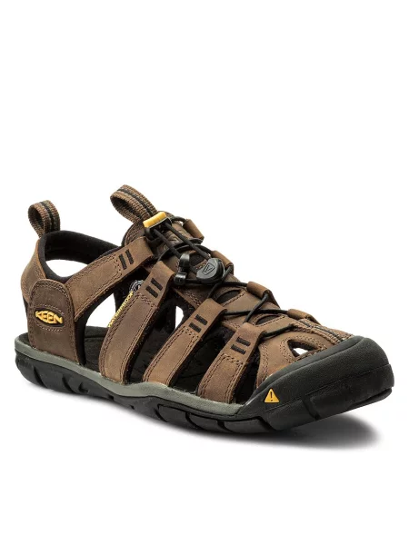 Sandale Keen Clearwater Cnx Leather Dark Earth/Black crna