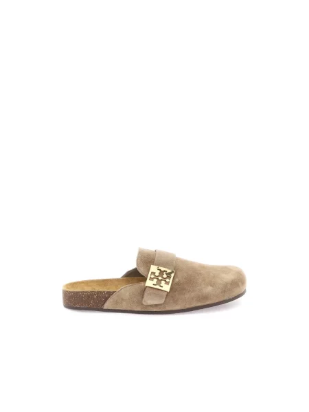 Klapki mules Tory Burch zamszowe brązowe