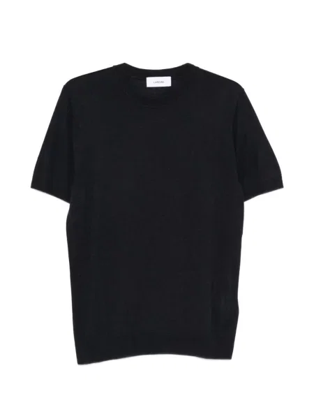 Tricou Lardini tricotate scurt albastru