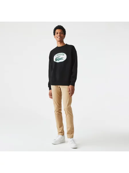 Lacoste Bluza O Luźnym Kroju Z Nadrukiem Monogramu Marki Lacoste czarna