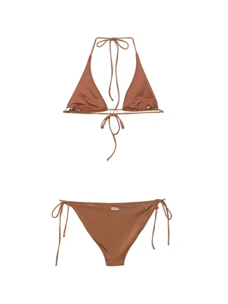 Bikini Mc2 Saint Barth cu gât halter cu autograf maro