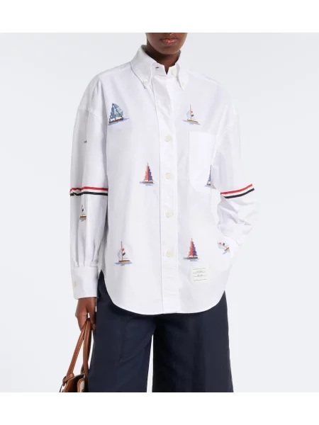 Cămașă Thom Browne cu imagine alb