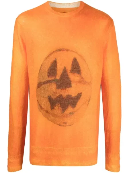 Pulover Givenchy cu imagine cu decolteu rotund portocaliu