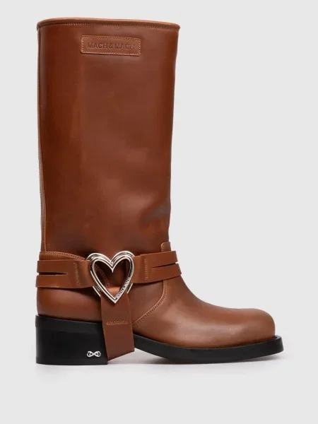 Шкіряні чоботи Double Heart з вінтажним ефектом Mach&mach коричневі