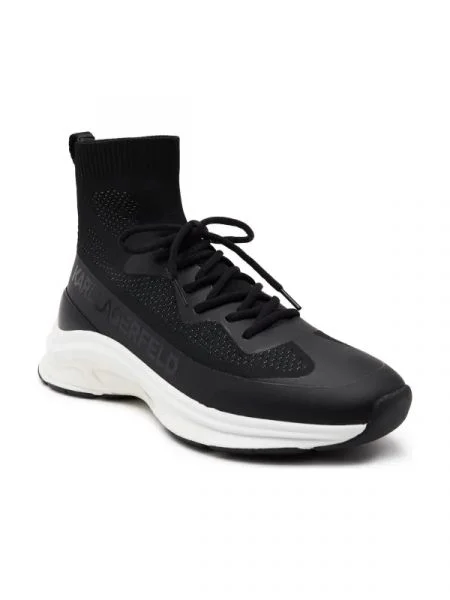 Karl Lagerfeld Sneakers LUX FINESSE Hi Pull On Runner cu adaos de piele negru