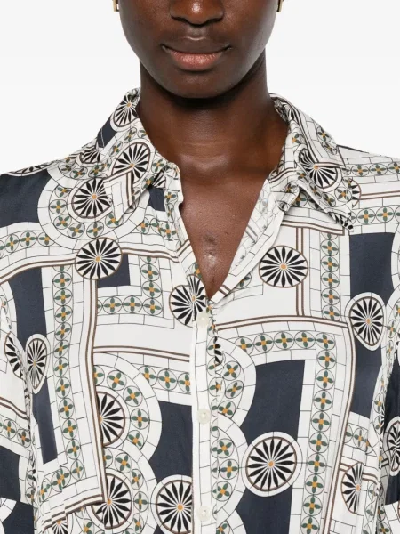 Rochie midi Marc O'polo cu imagine cu imprimeu geometric până la genunchi alb