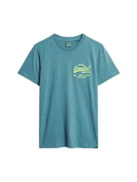 Superdry Tricou cyan / neon galben