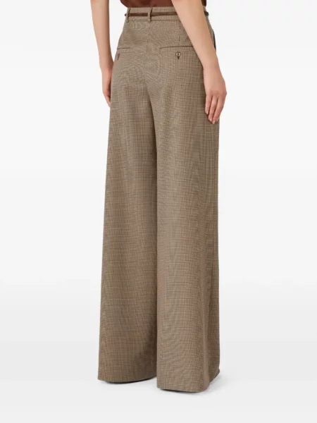 Pantaloni Max Mara în carouri maro
