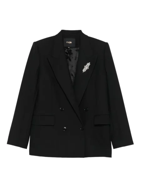 Marynarka Maje z kryształkami dwurzędowa czarna