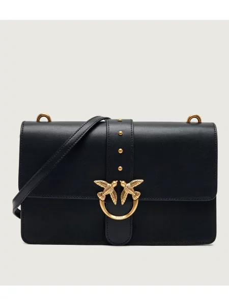 Pinko De piele geantă pe umăr Love One Classic St. Small B. negru
