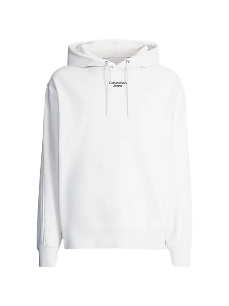 Bluza z kapturem Calvin Klein Jeans z nadrukiem biała