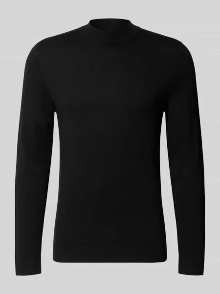 Sweter z dzianiny z żywej wełny model ‘ARWON’ Drykorn czarny