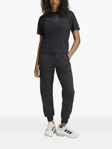 Lung hanorac Adidas cu dungi cu imagine negru