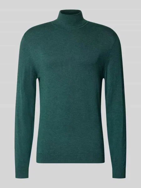 Sweter z golfem o kroju slim fit z mieszanki z prążkowanymi ściągaczami Mcneal zielony