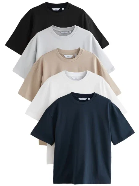 Next Tricou maro cămilă / bleumarin / gri deschis / negru alb