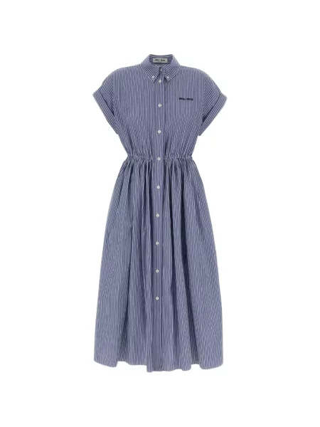 Rochie midi Miu Miu cu dungi albastru