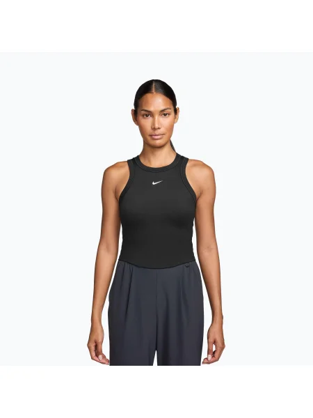 Tricou pentru femei Nike One Fitted Dri-Fit Cropped Tank thunder black/white alb