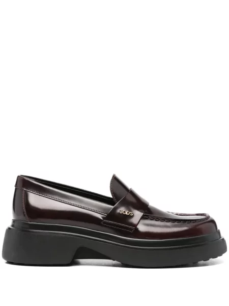 Pantofi loafer Tod's din piele cu platformă roșu
