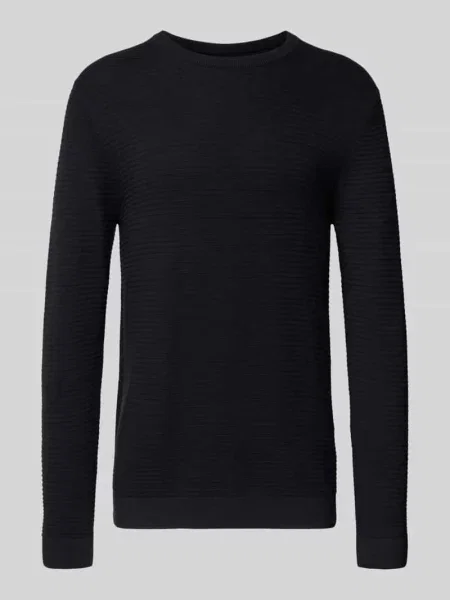 Sweter z dzianiny z okrągłym dekoltem model ‘OTTO’ Jack & Jones czarny