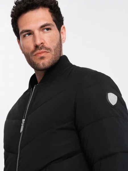 Matlasat geacă bomber Ombre negru