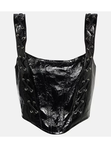 Sutien Alessandra Rich cu șireturi din piele negru