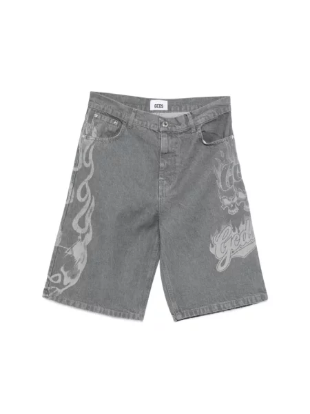 Szorty jeansowe Gcds z nadrukiem szare