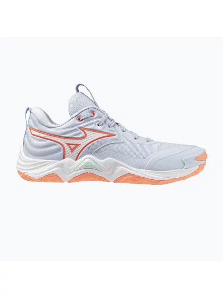 Încălțăminte de volei pentru femei Mizuno Wave Momentum Elite blue finch/white/lava orange alb