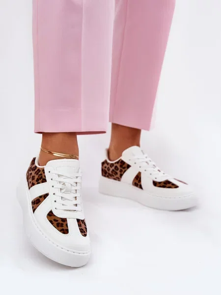 Superge Boto s platformo s potiskom z leopardjim vzorcem bela