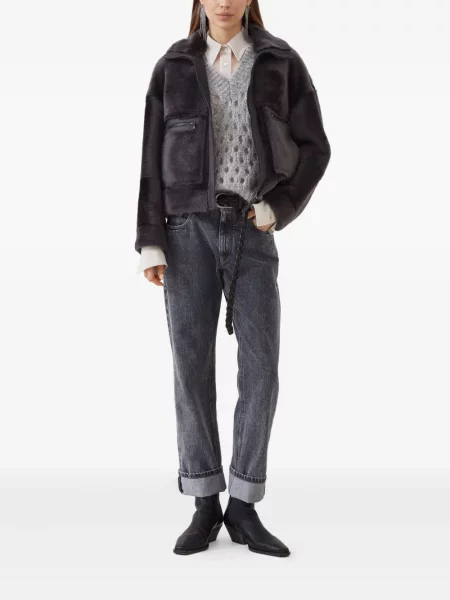 Blugi Brunello Cucinelli cu 5 buzunare gri