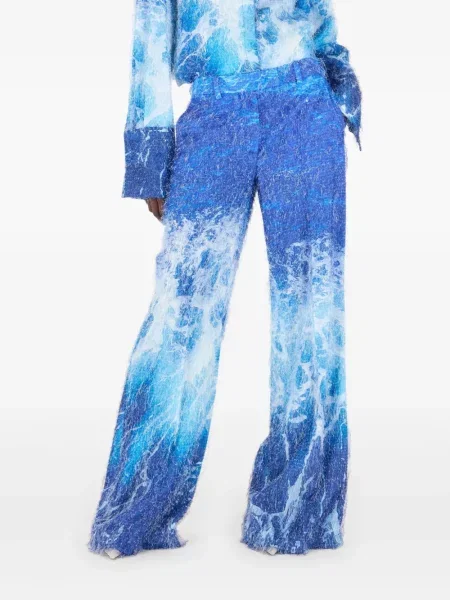 Pantaloni Roberto Cavalli din jacard albastru