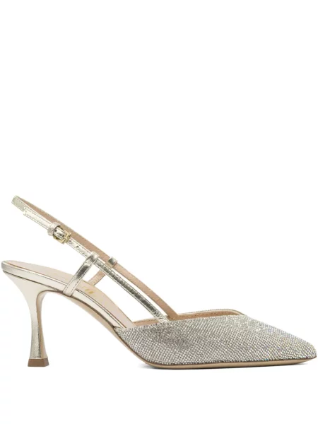 Pantofi cu toc Ninalilou slingback de cristal gri